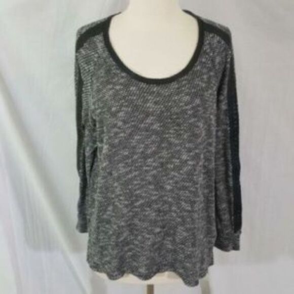 TWO BY VINCE CAMUTO 𝅺TWO Vince Camuto Black White Knit Pleather Trim L - Picture 4 of 5